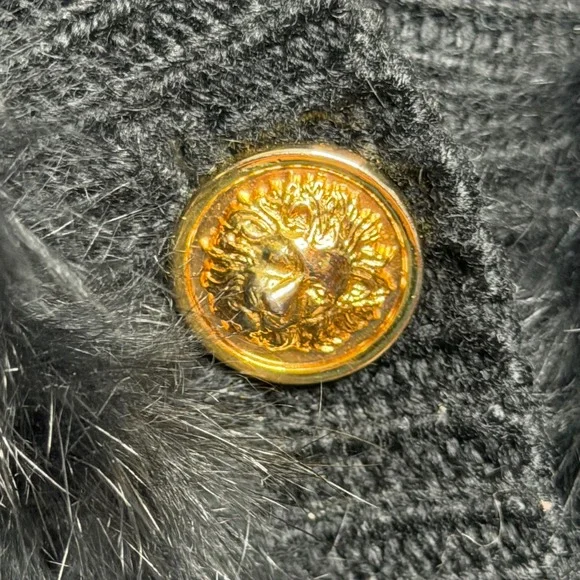 Gianni Versace Versus Rabbit Fur Knit Wool Sweater Black Cardigan IT 42 US 6 - Picture 10 of 15